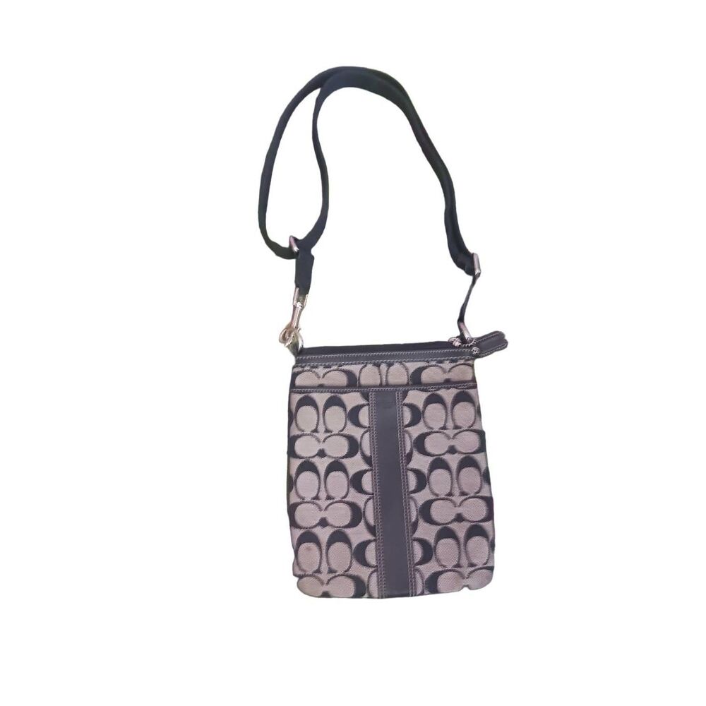 Small Vintage coach Crossbody signature monogram print kitt canvas